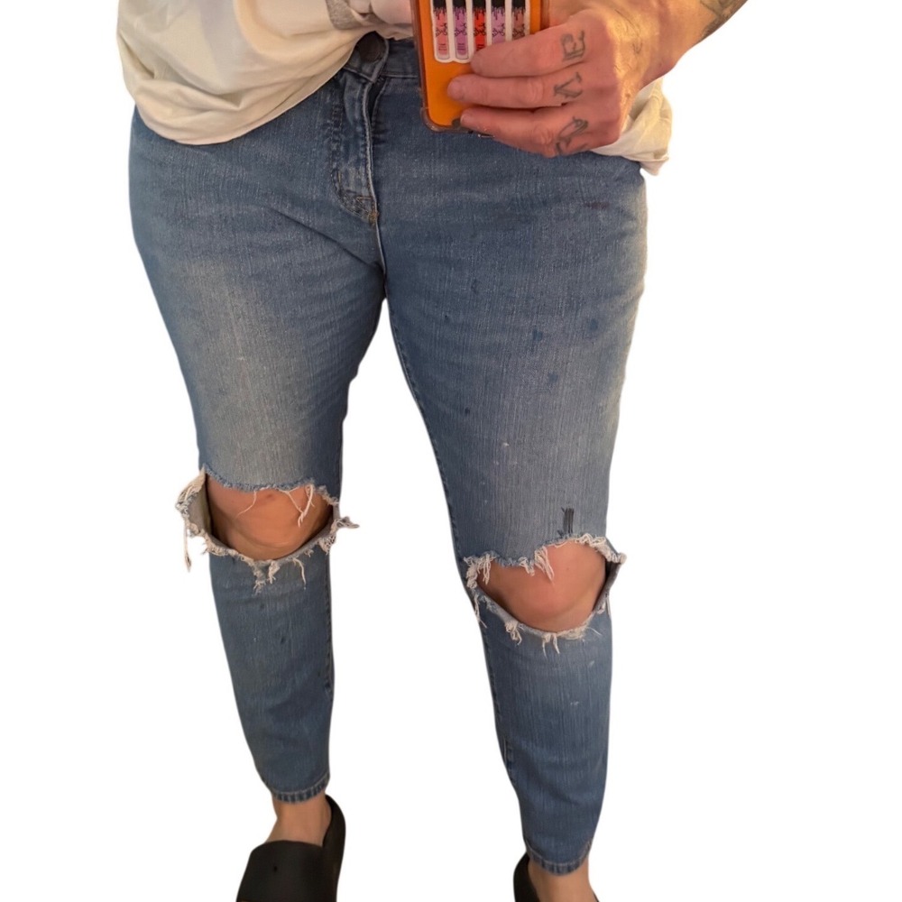 BDG‎ Baggy Jeans Distressed Paint Splatter Blue Y2K Grunge W29/36 L28